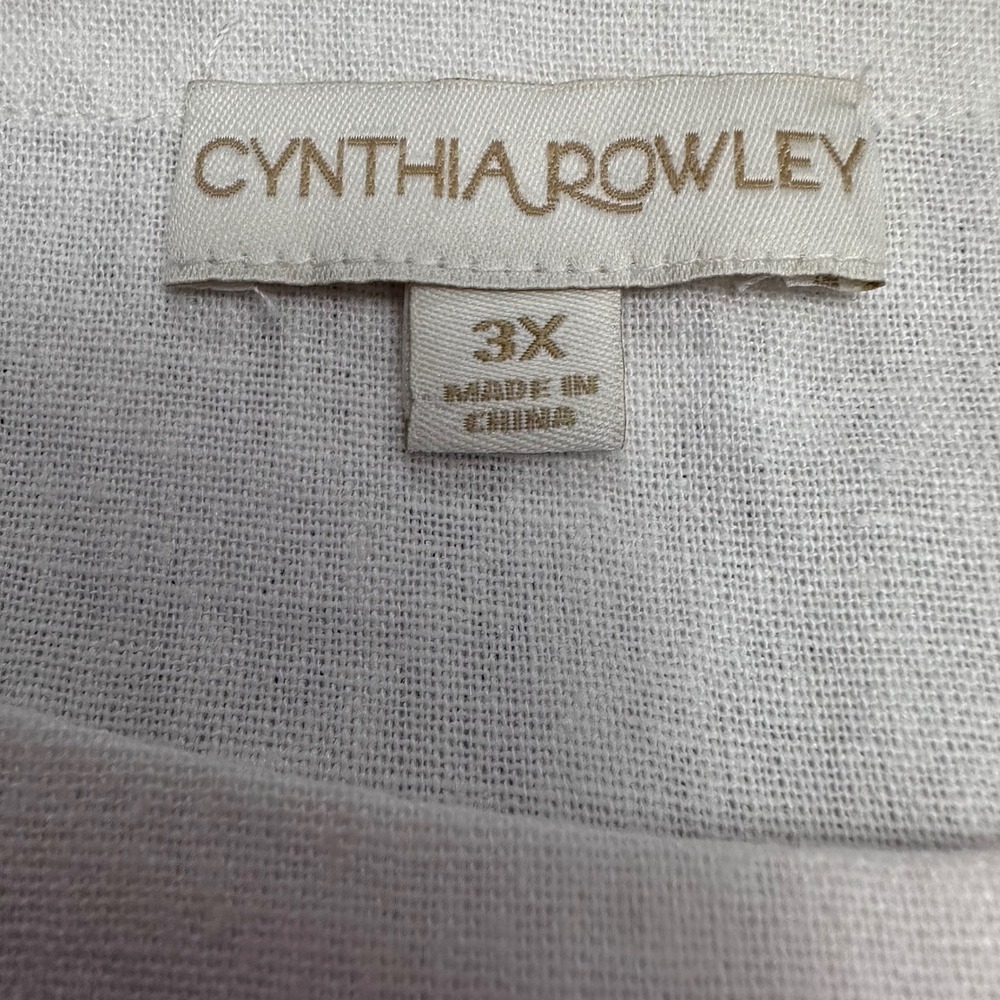 Cynthia Rowley White Linen Blend Fringed Tiered Sleeve Top Plus 3X Coastal Chic - Picture 2 of 7